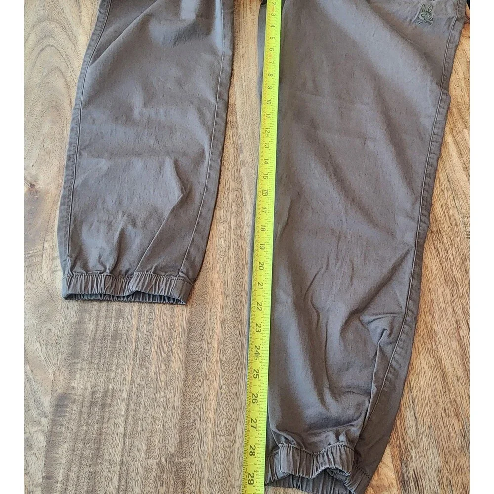 Psycho Bunny Pants Mens XL Green Jogger Elastic Waist Logo Skull Stretch Casual